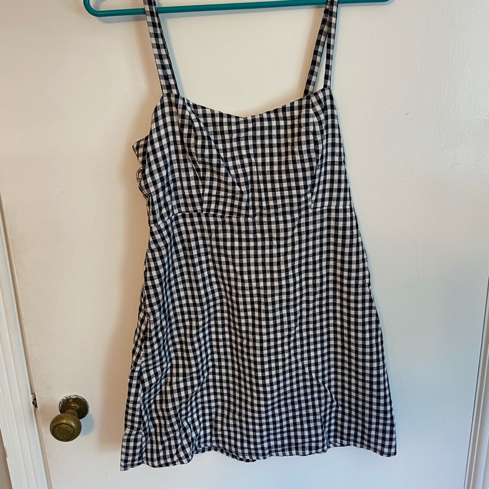 Blue and white plaid dress